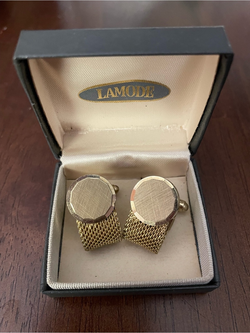 Lamode Gold Mesh Cufflinks for Men • Mid-Century Modern!